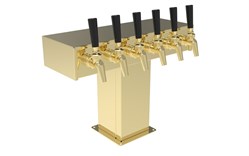 Air-Cooled Beer Dispensing Kit - Tee Tower, 2 Faucet in Tarnish-Free Brass