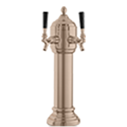 Air-Cooled Beer Dispensing Kit - Napoli Tower, 2 Faucet in Polished Gold