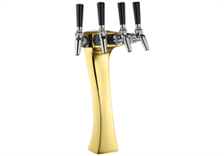 Air-Cooled Beer Dispensing Kit - Panther Tower, 3 Faucet in Polished Gold