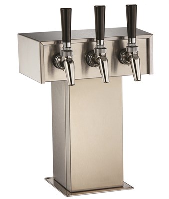 Air-Cooled Beer Dispensing Kit - Tee Tower, 2 Faucet in Stainless Steel